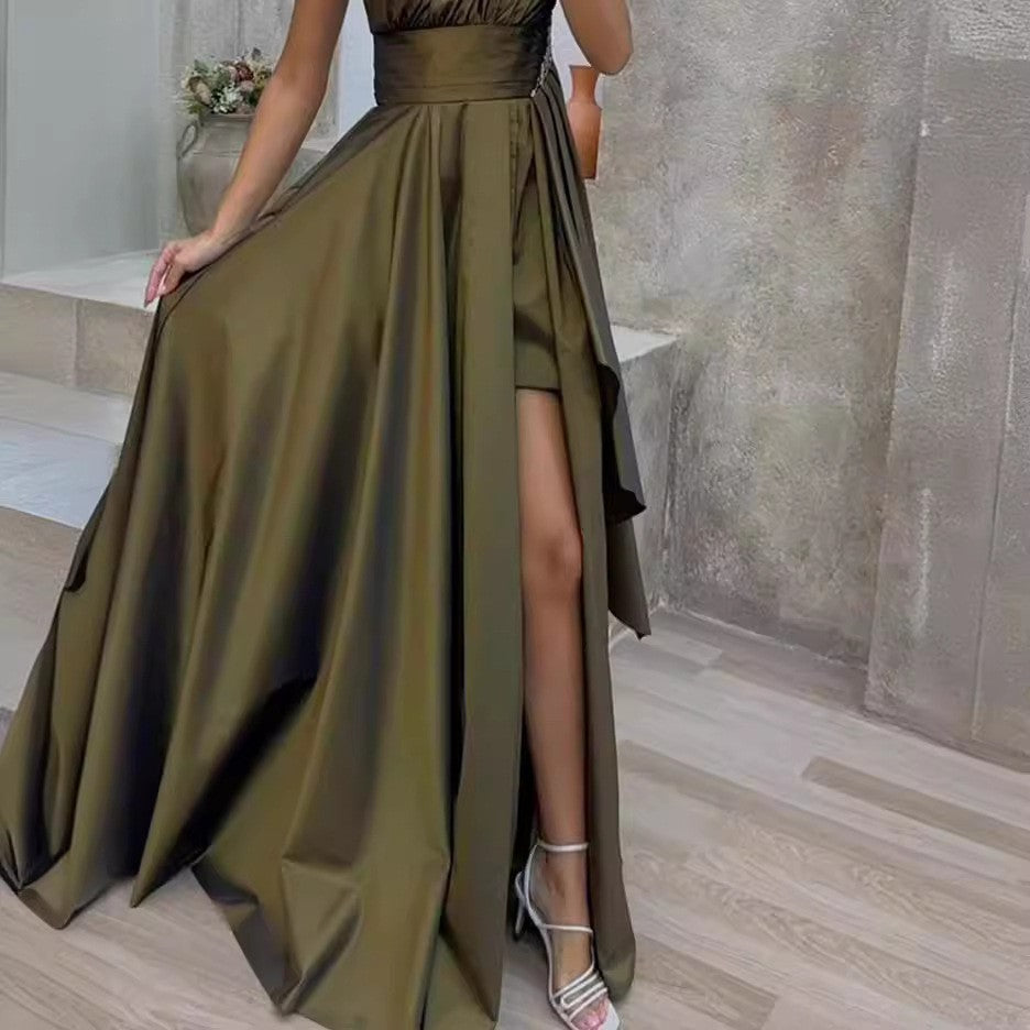 WOLFF | Wunderschönes herbstliches übergroßes Schlitzkleid