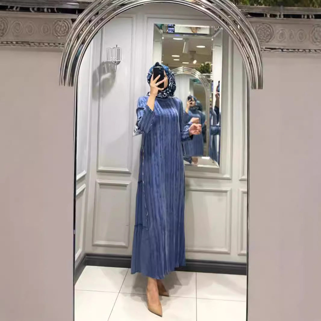 WOLFF | Muster Seitenreißverschluss Langarmkleid