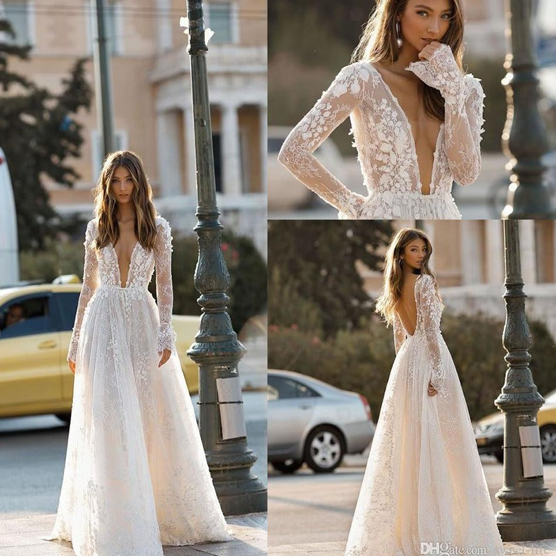 WOLFF | Spitzen Langarm Feiertagsabendkleid