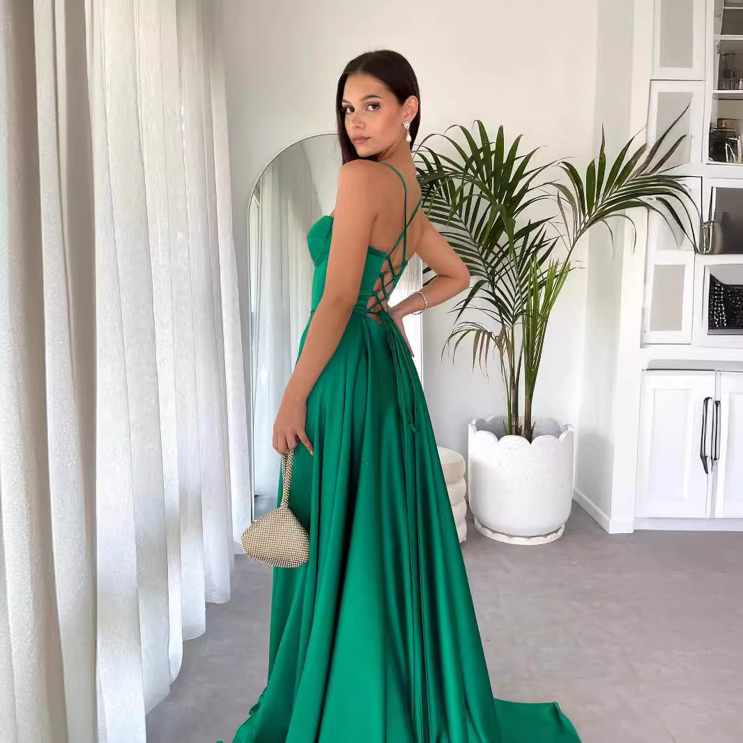 WOLFF | Trägerloses Slim Fit Split Bodenlanges Abendkleid
