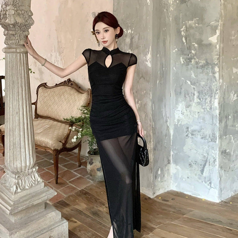 WOLFF | Figurformendes durchsichtige Split-Cheongsam-Kleid