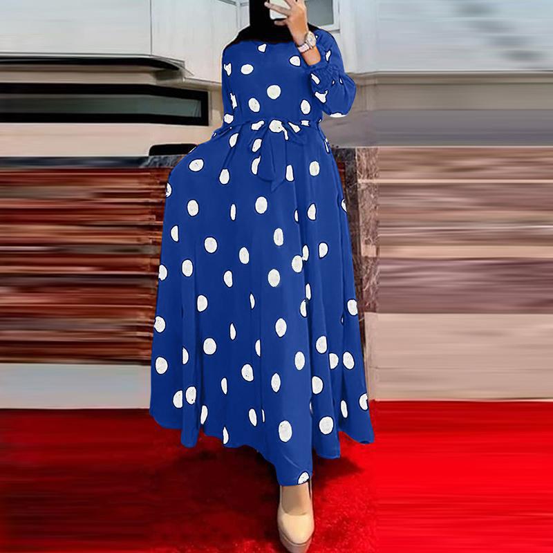 WOLFF | Polka Dot Großes Schwung Langarmkleid
