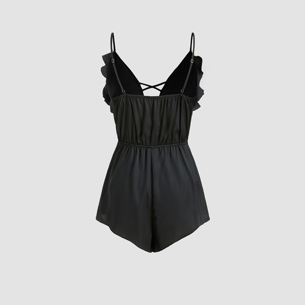 WOLFF | Tiefer V-Ausschnitt Rüschensaum Bodysuit