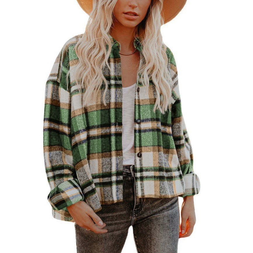 WOLFF | Karierte Jacke Kurzes Lose Shirt
