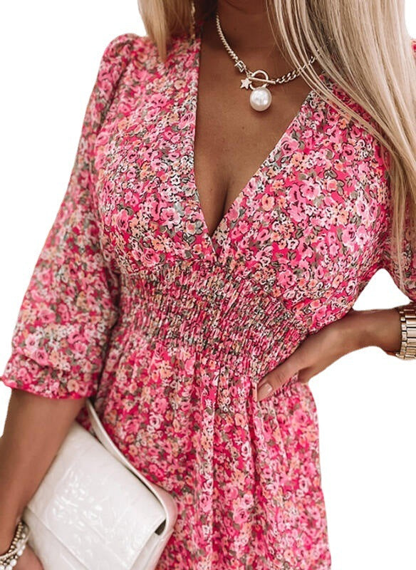 WOLFF | Bohemian Floral Kurzarm Sommerkleid