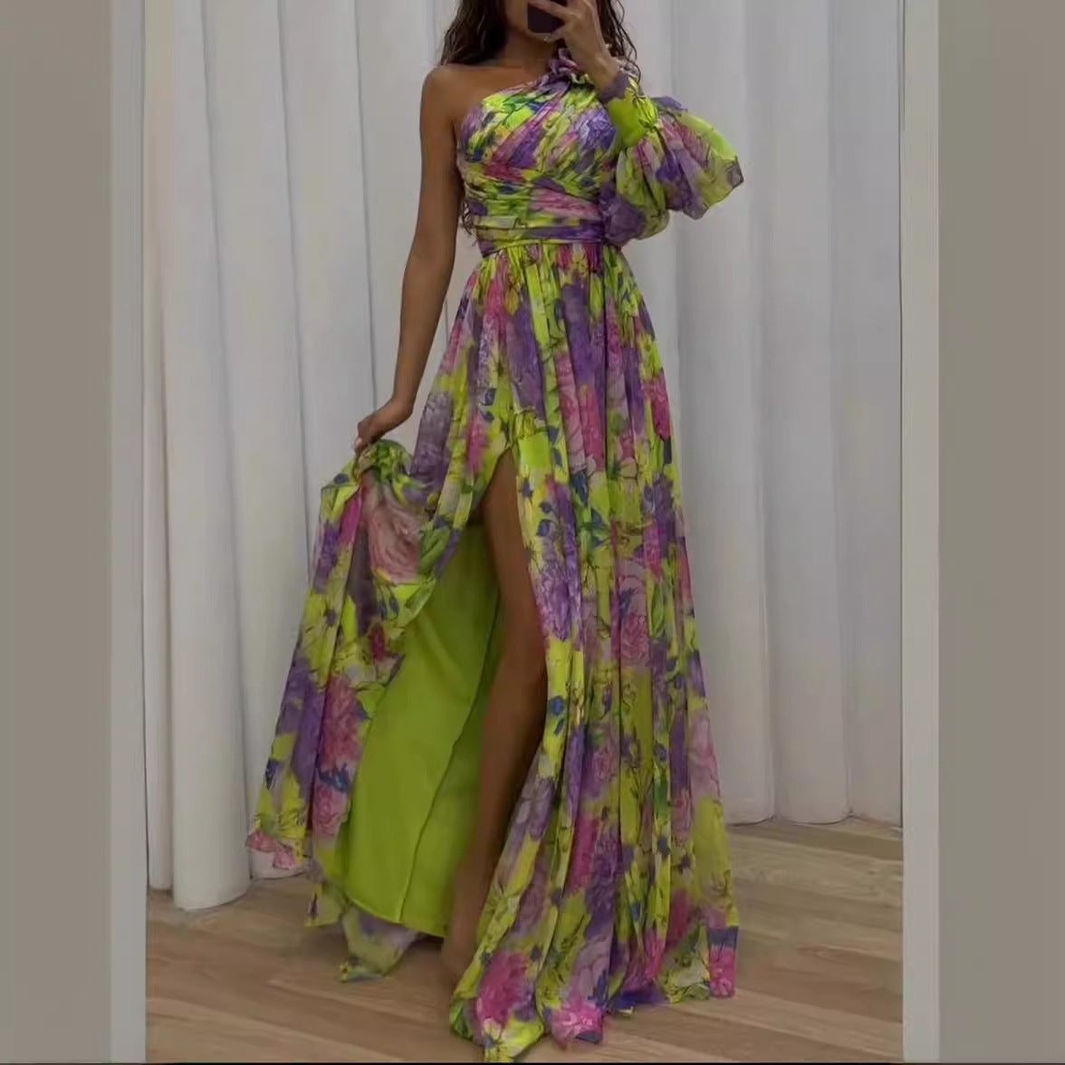 WOLFF | Blumenkleid in Übergröße mit weitem Schwungrock