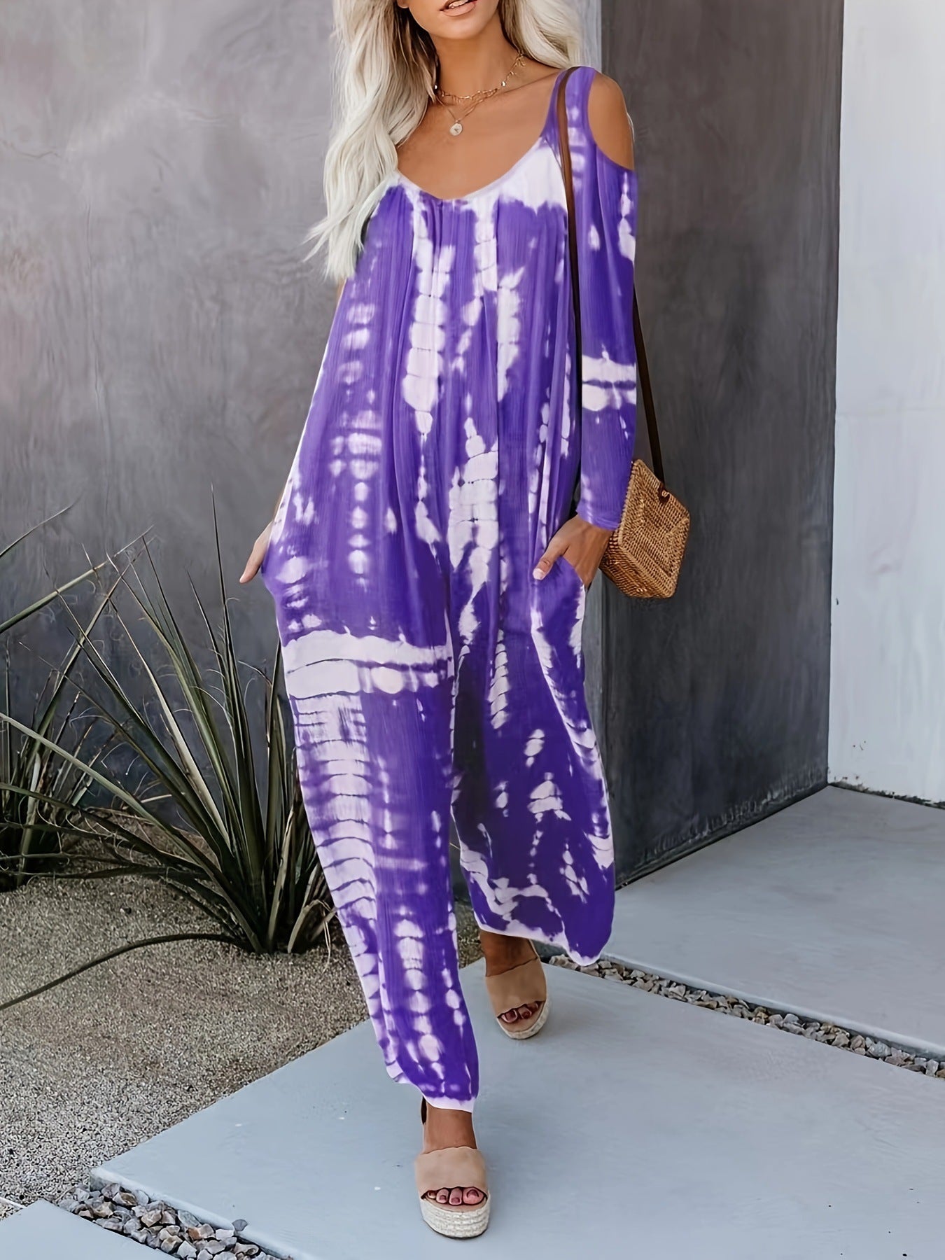 WOLFF | Schulterfreier weitbeiniger Jumpsuit