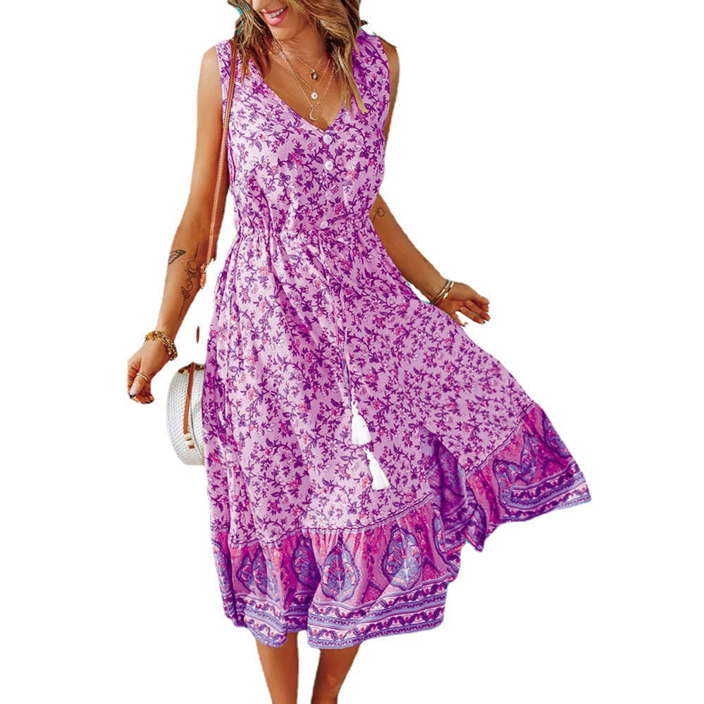WOLFF | Kragenknopf Ärmelloses Blumenkleid