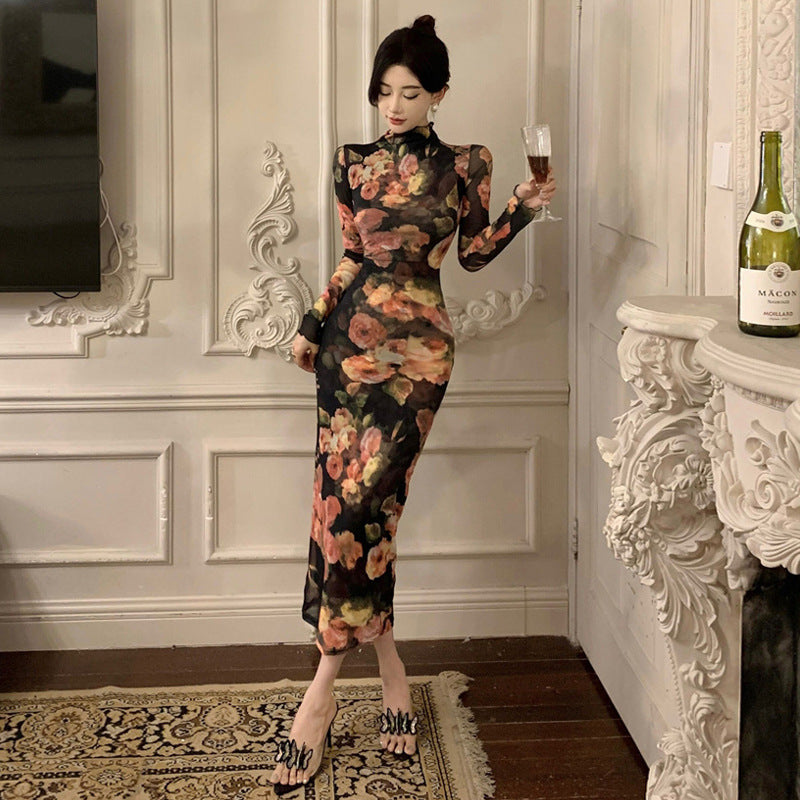 WOLFF | Stehkragen Slim Langrock Retro Kleid