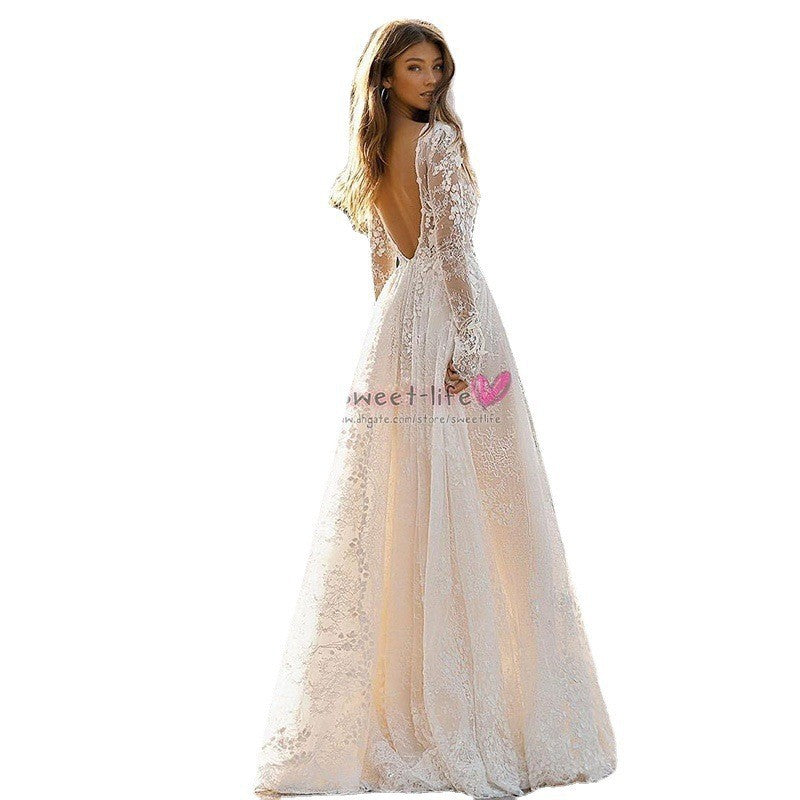WOLFF | Spitzen Langarm Feiertagsabendkleid