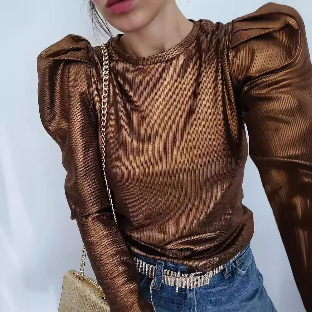 WOLFF | Punk Stil Metallic Gold T-Shirt