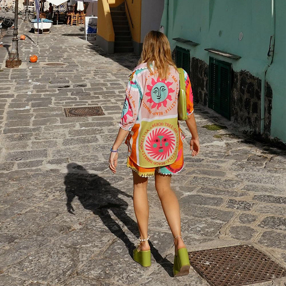 WOLFF | Sonnenprint Edge Shirt Shorts Urlaub Set