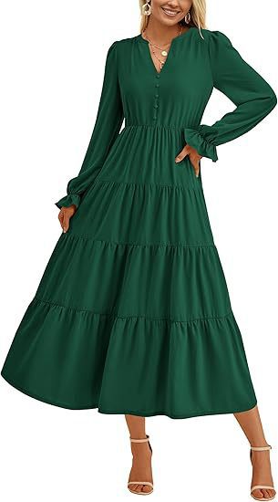 WOLFF | V-Ausschnitt Schicht Rüsche Fließende A-Linie Cocktailkleid