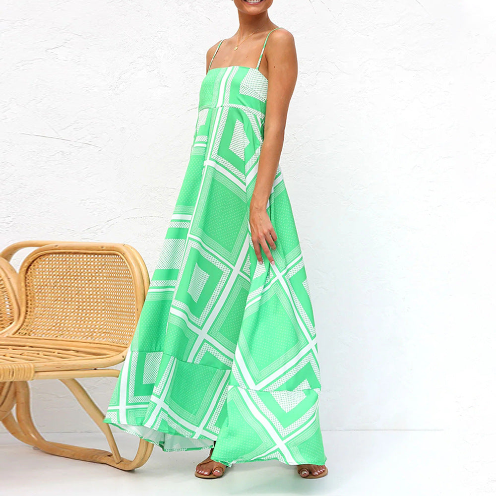 WOLFF | Bedrucktes Elastikband Urlaubs Strandkleid