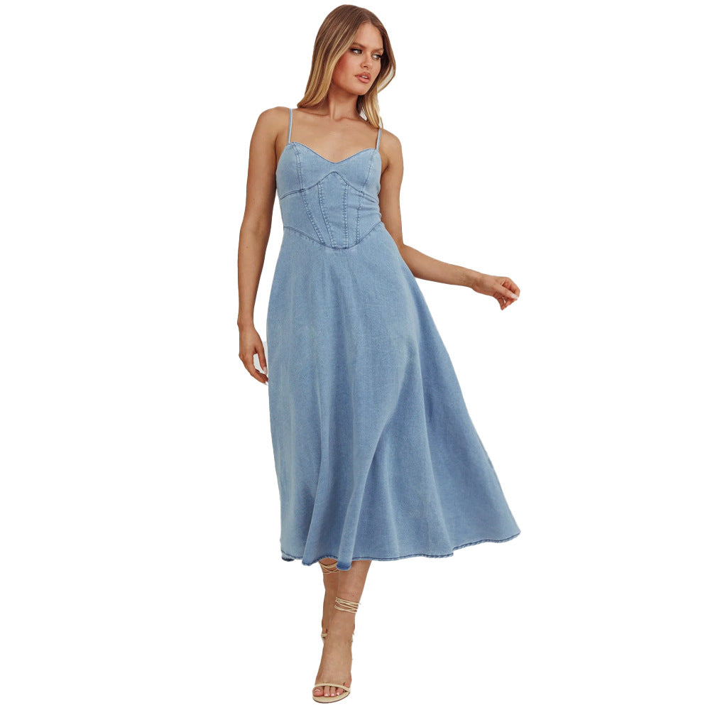 WOLFF | Trage Distressed Sexy Denim Lange Kleid