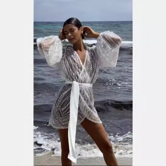 WOLFF | Strandlaterne Langarm Drapiertes Kleid