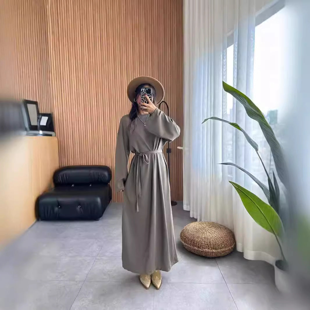 1Loose Drawstring Long Dress