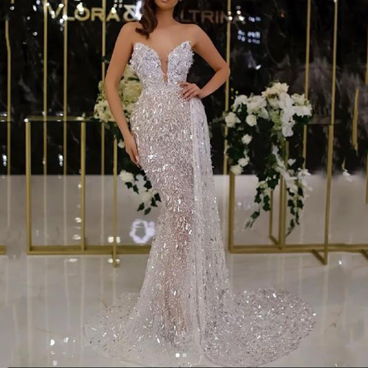 WOLFF | Silberne Folien-Spaghetti-Trägerkleid