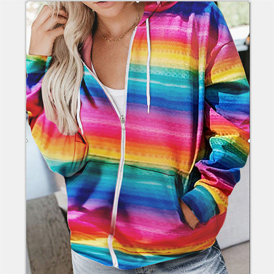 WOLFF | Regenbogen Druck Kapuze Tasche Freizeit Jacke
