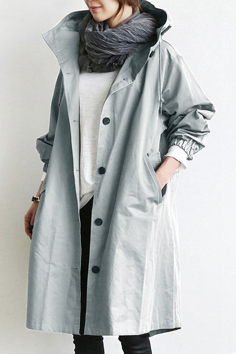 Trench coat with hood for women