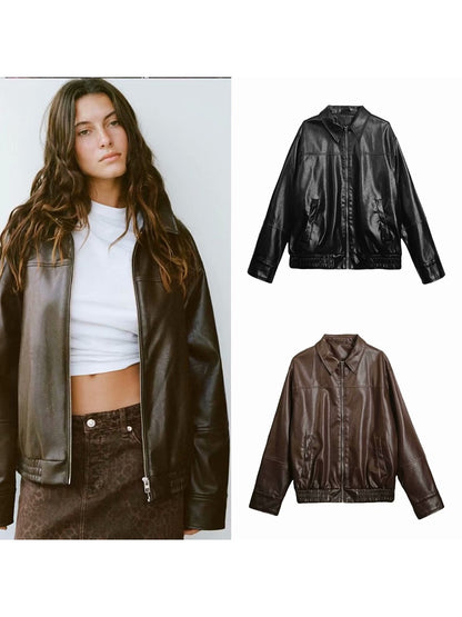 Women's leather jackets new vintage high street jackets