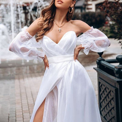 WOLFF | Langes elegantes Chiffonkleid in mittlerer Taille