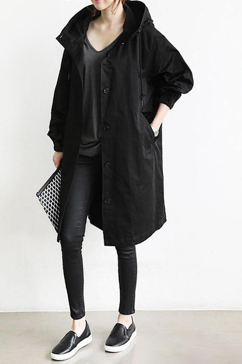 Trench coat with hood for women