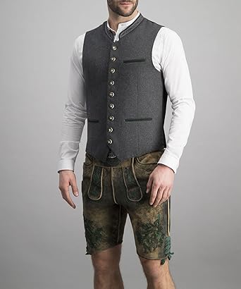 -Mode - Elegante Herren Trachtenweste Grau Traditionell
