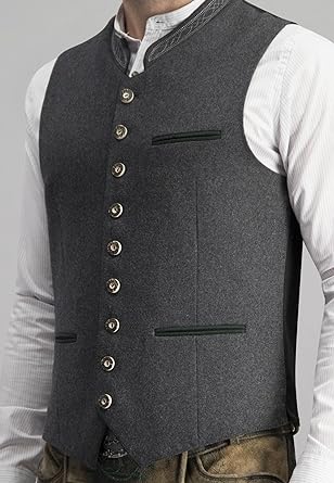 -Mode - Elegante Herren Trachtenweste Grau Traditionell