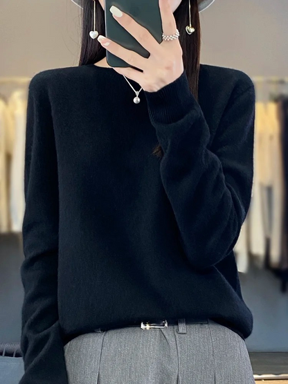 Wolfftop Kaschmir Pullover Damen Runder Ausschnitt Weicher Und Eleganter Strickpullover