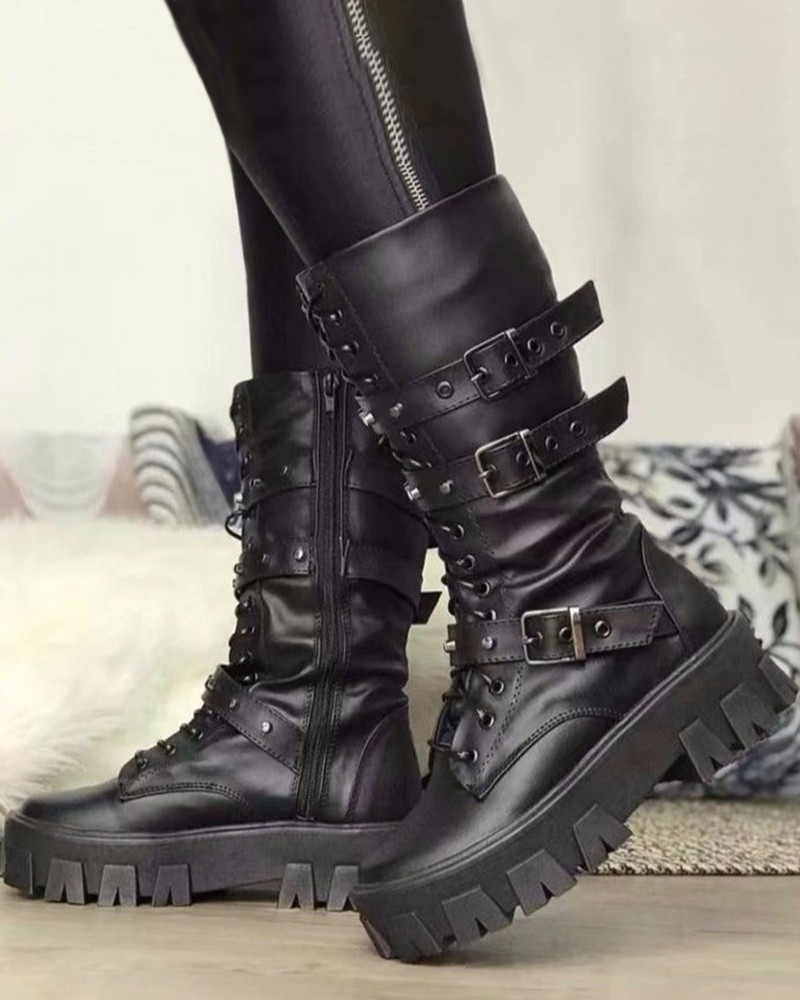 HeidiMode | Stiefel Mit Reißverschluss Und Schnallen