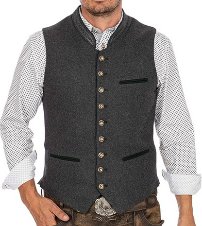 -Mode - Elegante Herren Trachtenweste Grau Traditionell