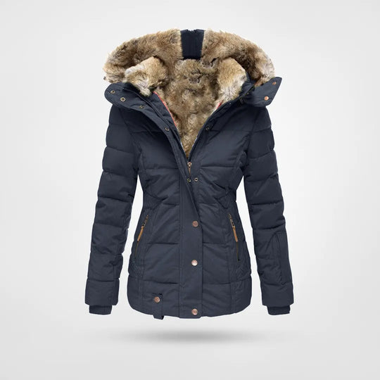 Warme Modische Winterjacke mit Innenfutter und Kapuze
