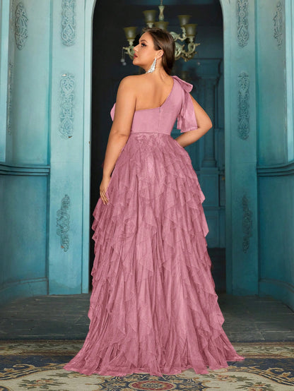 Elegantes Plus Size Abendkleid mit Schlitz – Einfarbiges Sommerkleid für Cocktailpartys & Galas