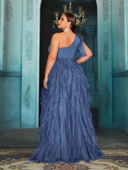 Elegantes Plus Size Abendkleid mit Schlitz – Einfarbiges Sommerkleid für Cocktailpartys & Galas
