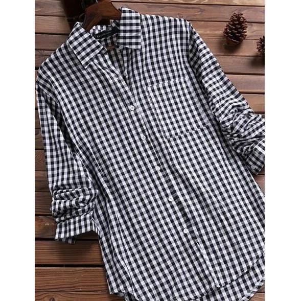 Damen Karierte Hemdbluse aus hochwertigem Baumwollmix mit komfortabler Passform Heidi-Mode