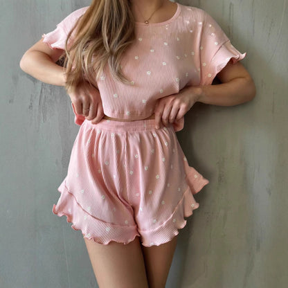 WOLFF | Rüsch Kurzarm Rundhals Shorts Set