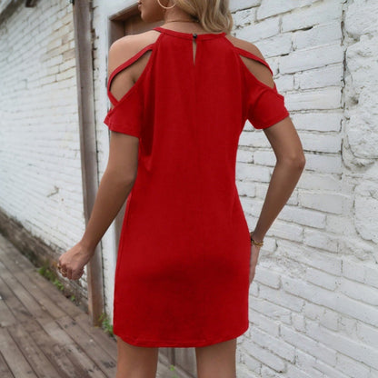WOLFF | Off-Shoulder Gestricktes Kurzarmkleid