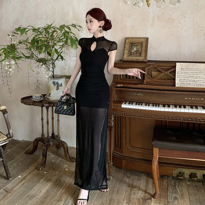 WOLFF | Figurformendes durchsichtige Split-Cheongsam-Kleid