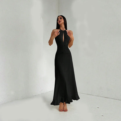 1Halter Neck Long Skirt Dress