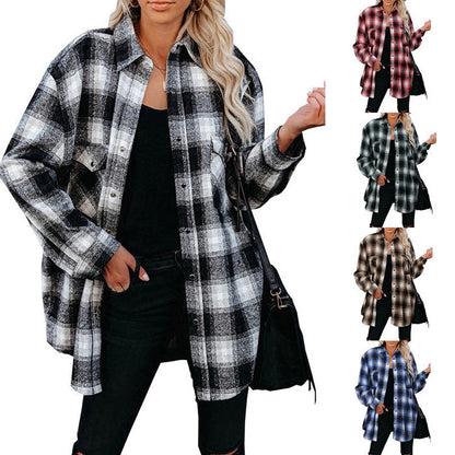 WOLFF | Kariertes Revers Cardigan Hemd