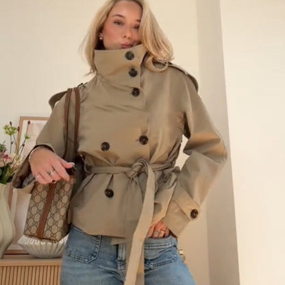 Damen Modische Trenchjacke mit tailliertem Schnitt und praktischen Taschen Heidi-Mode