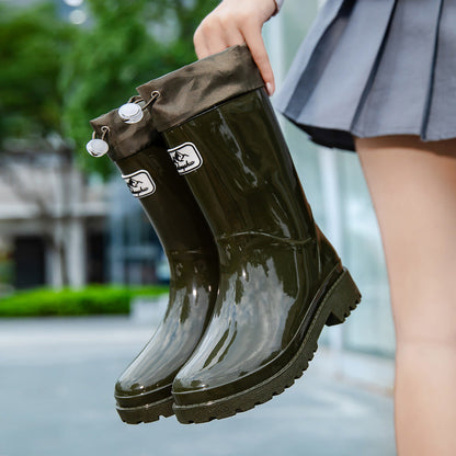 Damen Hochwertige und stylische Gummistiefel mit verstellbarem Schnürsystem -Mode