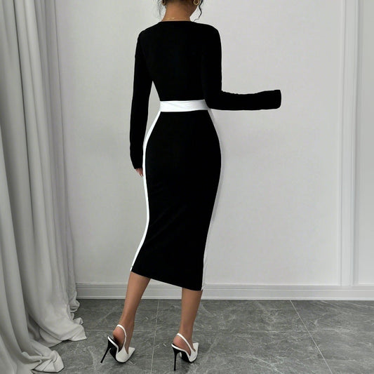 WOLFF | Mid-Length Rock Langärmliges Bodycon-Kleid