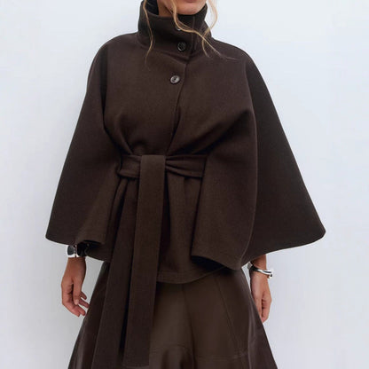 Damen Wickeljacke mit elegantem Stehkragen und weit geschnittenen Ärmeln -Mode