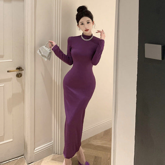 WOLFF | Mode Rundhals Slim Lang Bodycon Kleid