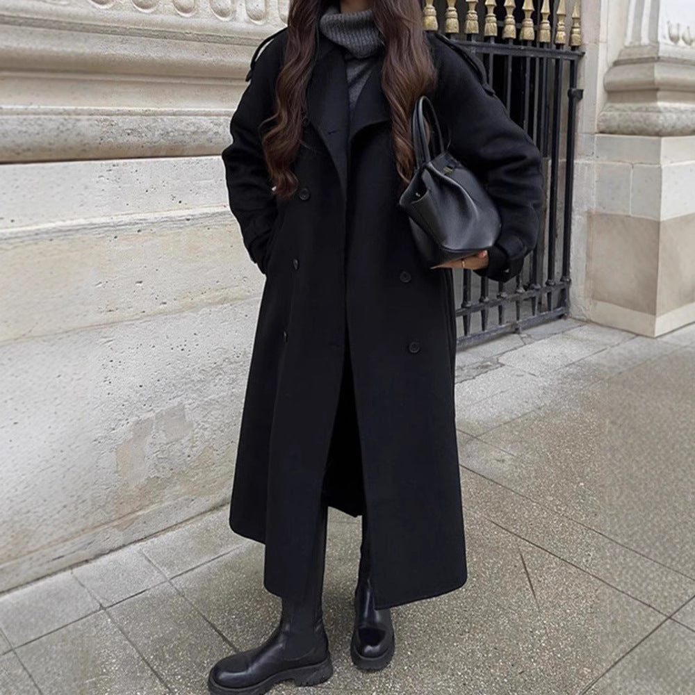 Damen eleganter Bouclé-Mantel mit praktischen Knopfdetails -Mode