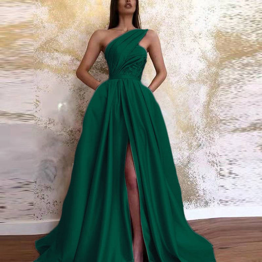 WOLFF | Off-Shoulder Split Lange Kleid Abendgown