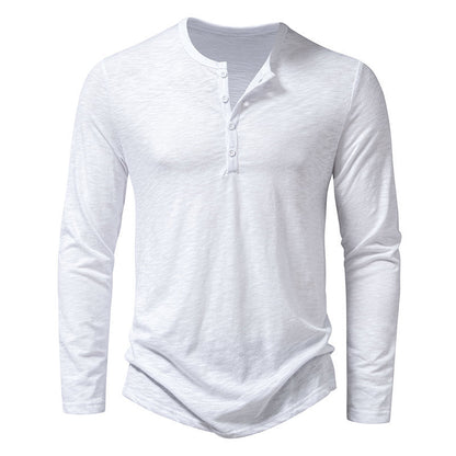 Herren Langarmshirt mit knopflosem V-Ausschnitt und atmungsaktivem Stoff -Mode