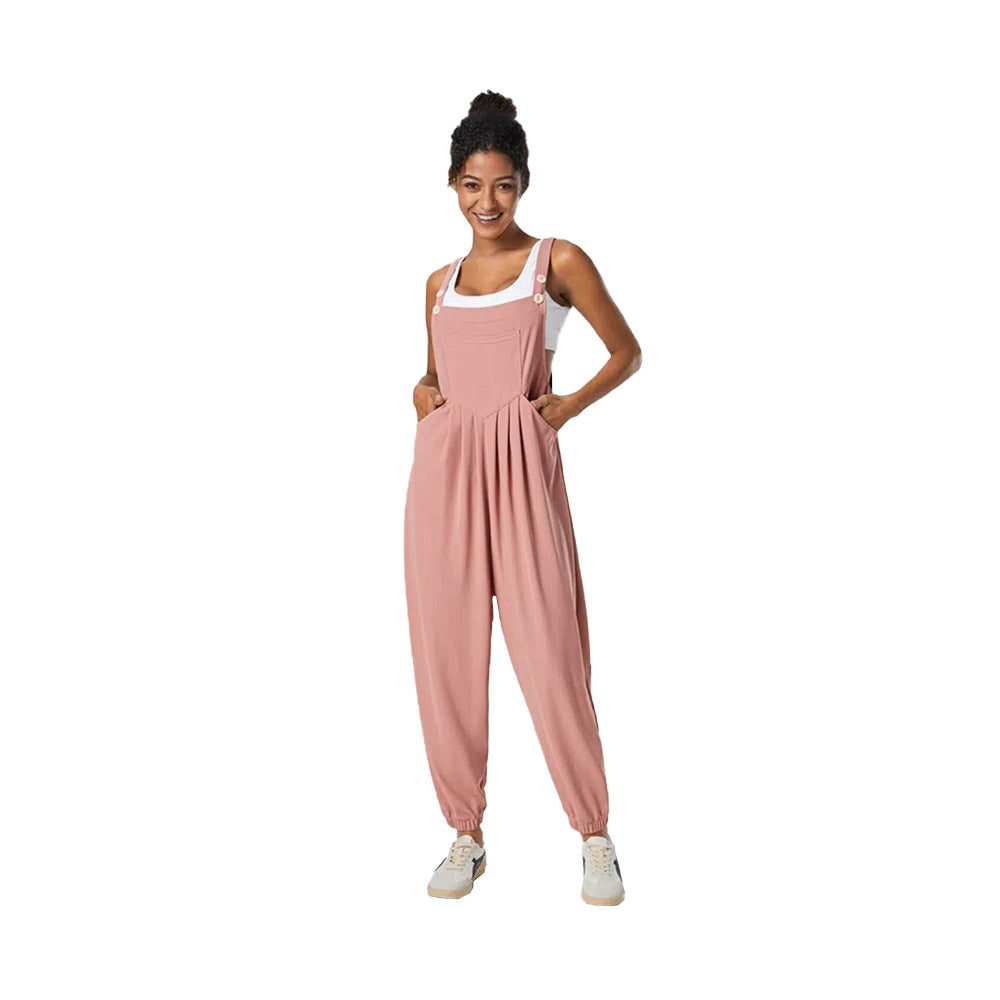 WOLFF | Faltiger Schlankmachender Cuffed Jumpsuit mit Trägern